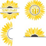 Sunflower SVG,Flower Svg,Half Sunflower Svg,Sunflower Svg Files,Monogram Svg,sunflower clip art,Cut File Cricut,Png,Silhouette